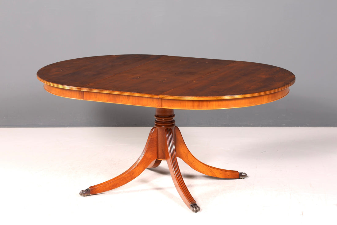 G067 Finish cm Wunderschöner Englischer Tisch ausziehbarer Esstisch Antik Stil 60s Küchentisch Eibe