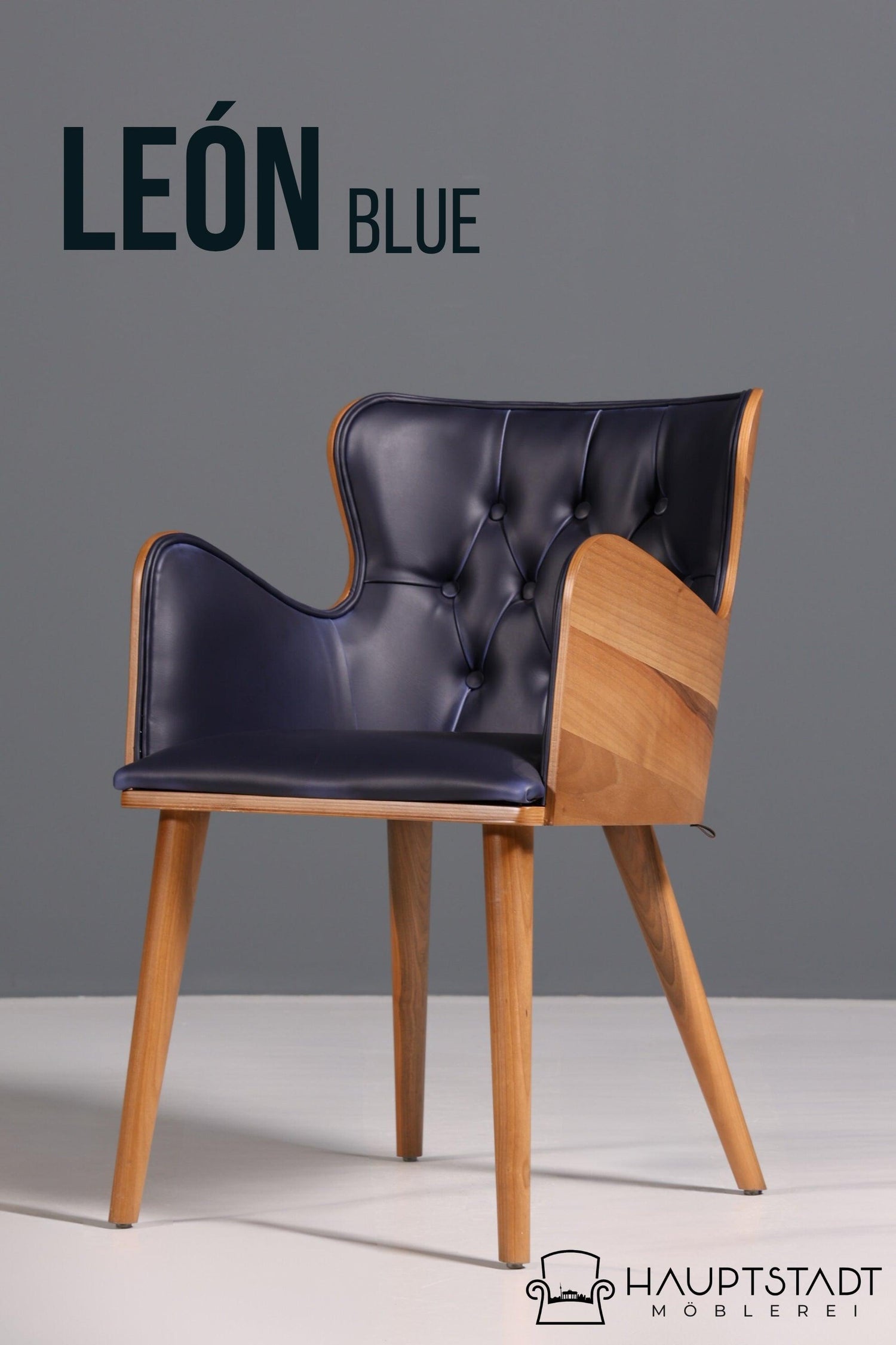 Wunderschöner Stuhl &quot;León Blue&quot; im Chesterfield Stil Armlehnstuhl Esszimmerstuhl Küchenstuhl Bürostuhl