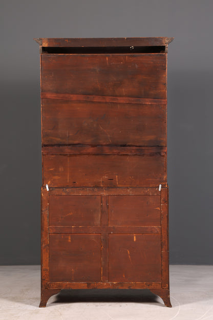 Beautiful antique English secretary desk with hutch, bookcase, display cabinet, mahogany office writing cabinet, UK