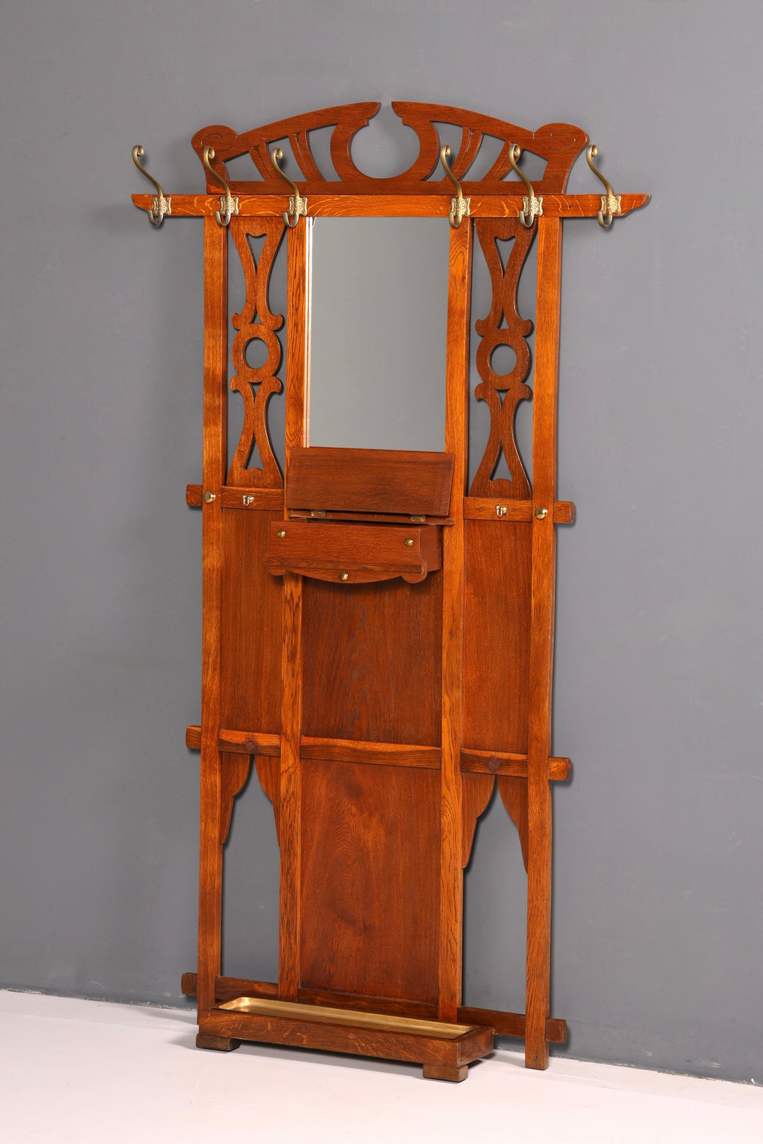 Dream Art Nouveau Hallway Coat Rack Antique Gründerzeit Garment Cabinet Wall-Mounted Coat Rack Vintage
