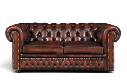Hauptstadt Möblerei Centurion Chesterfield 2-Sitzer Sofa aus braunem Echtleder mit Knopfheftung und Ziernägeln