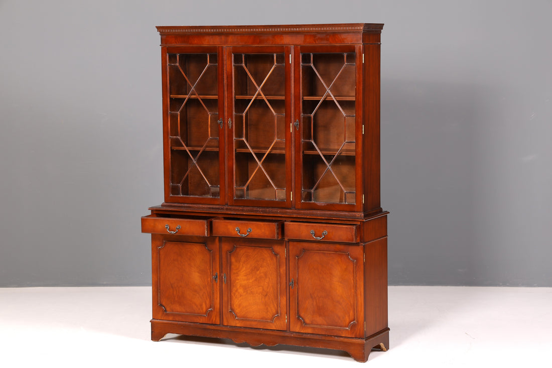 Wunderschöne Englische Vitrine Bibliothek Bücherschrank Buffet Schrank Antik 60s UK