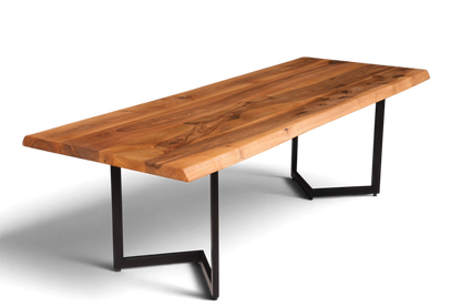 Edler Nussbaum Tisch 260cm-97cm Esszimmer Tisch Baumkanten Platte massiv Holz Küchentisch