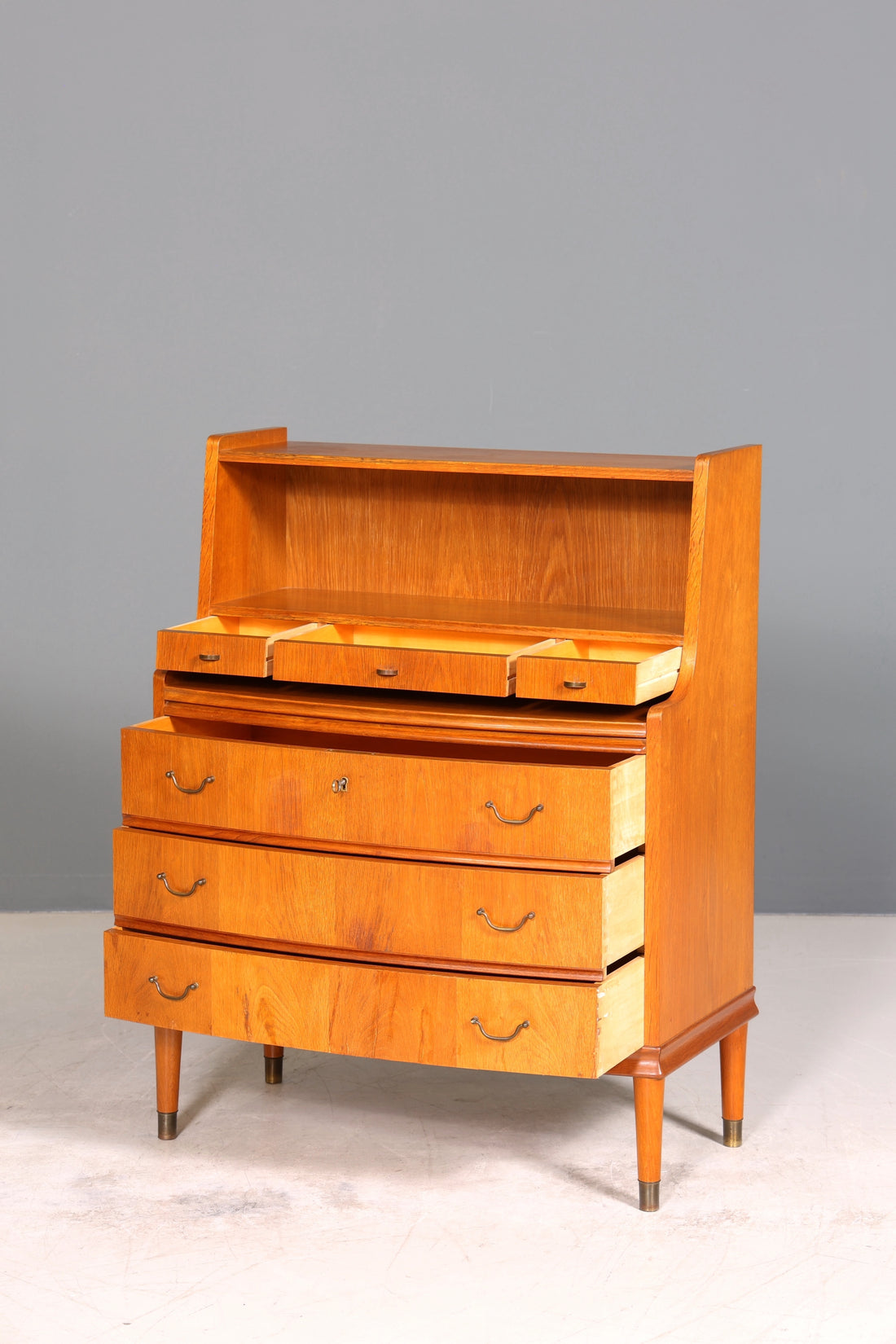 Traumhafter Mid Century Sekretär Büro Kommode echt Holz Schreibkommode Schrank