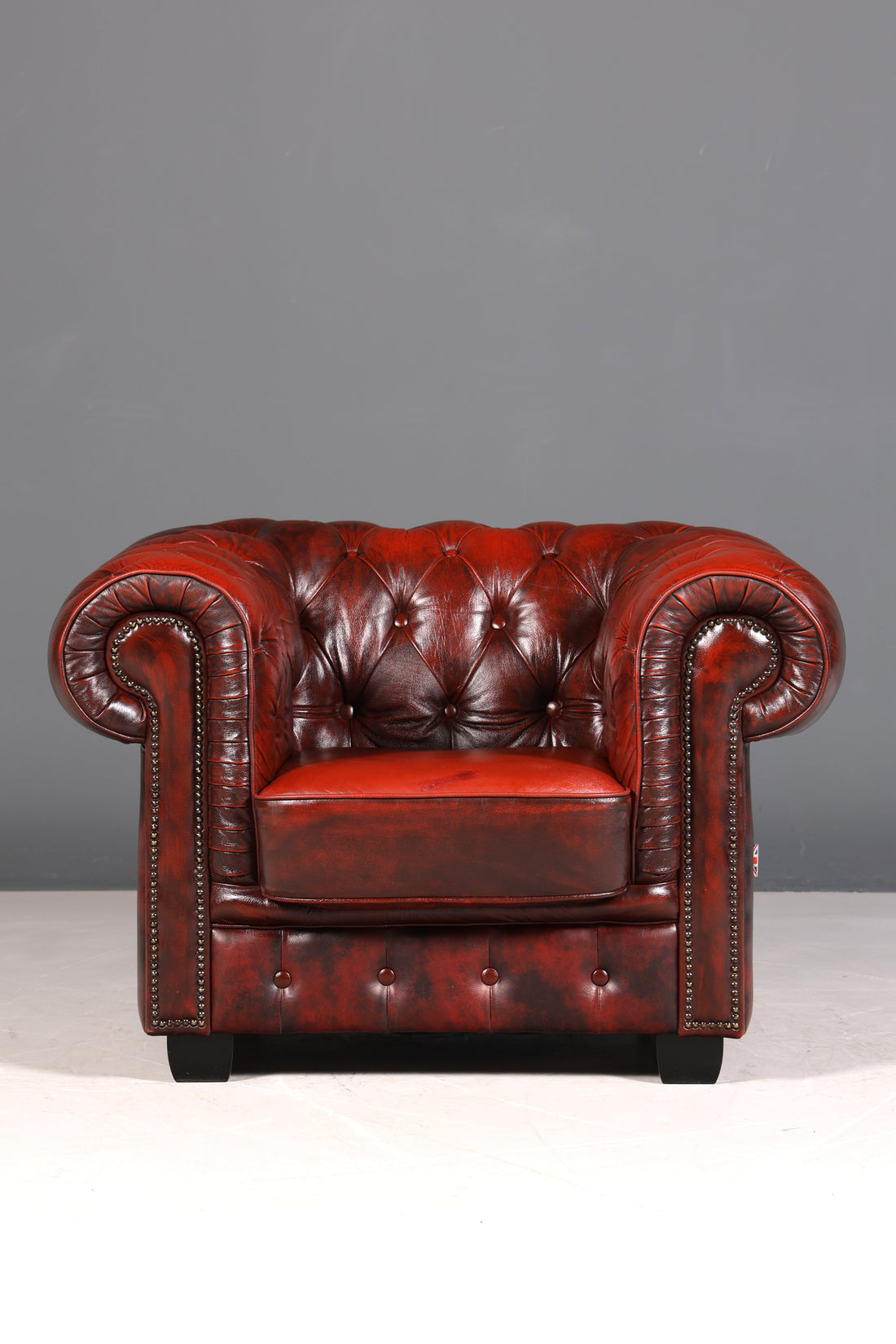 F955 Finish cm Stilvoller Original Chesterfield Sessel Englischer Armlehnsessel Englisch Herrensessel