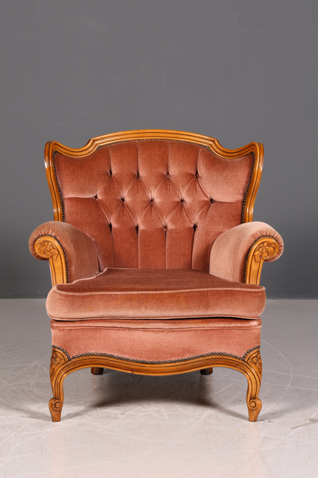 Edler Chippendale Armlehnsessel Barock Stil Samt Stoff Sessel Armchair Rococo Antik 4 von 4