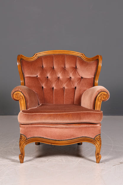 Chippendale Armchair Baroque Style Velvet Fabric Armchair Rococo Antique 4 of 4