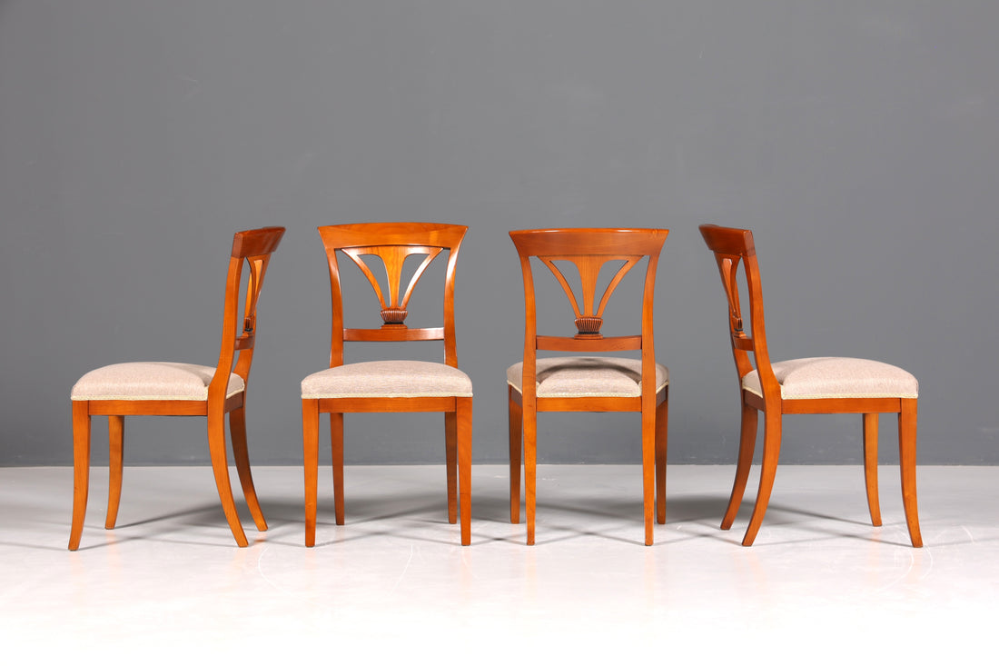 4x Edle Englische Stühle Englisch Dining Chairs Antik 60er Jahre Eibe Küchenstühle Stuhlset