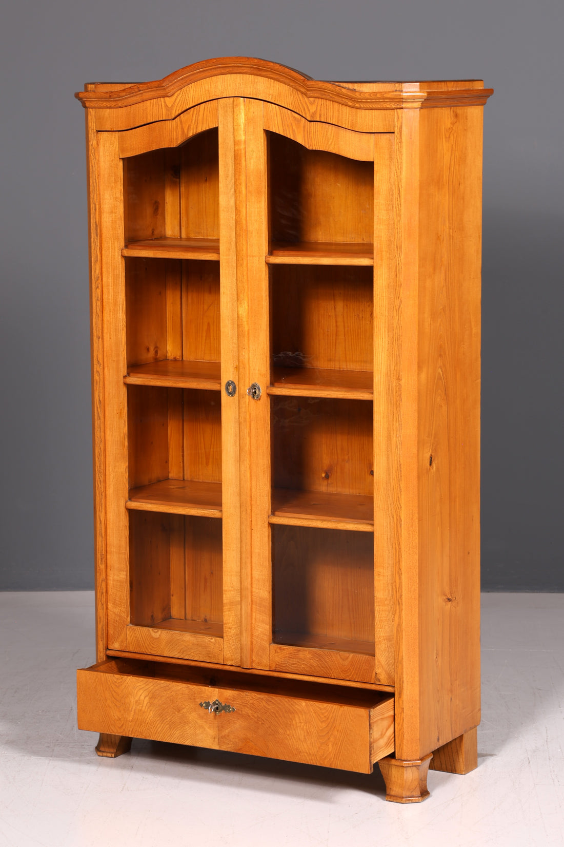 Beautiful Antique Display Cabinet Oak China Cabinet Biedermeier Softwood Glass Display Cabinet Bookshelf Country House Shelf