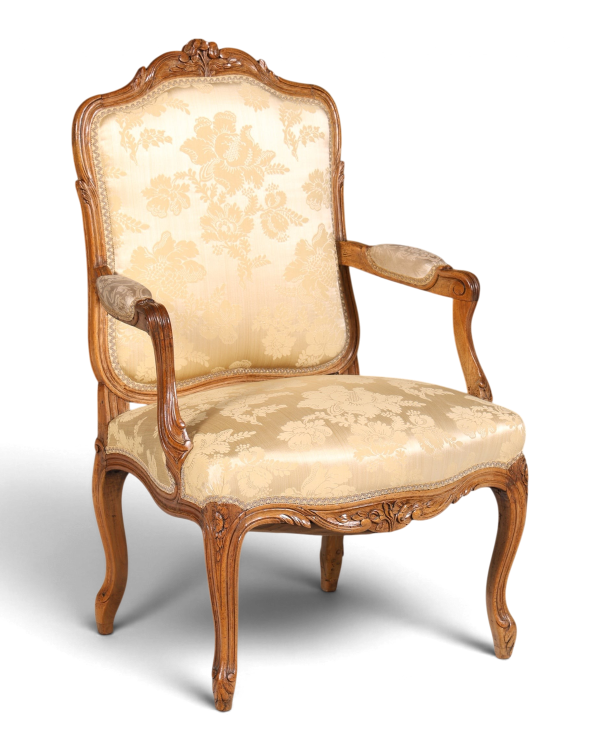 Original Barock Sessel Fauteuil Armlehnstuhl Chippendale Antik Mitte 19. Jh. Sekretär Stuhl Stoff Sessel