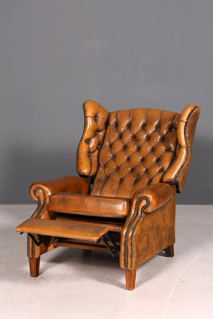 Edler Original Chesterfield Ohrenbacken Sessel Englisch Leder Herrensessel UK Armlehnsessel