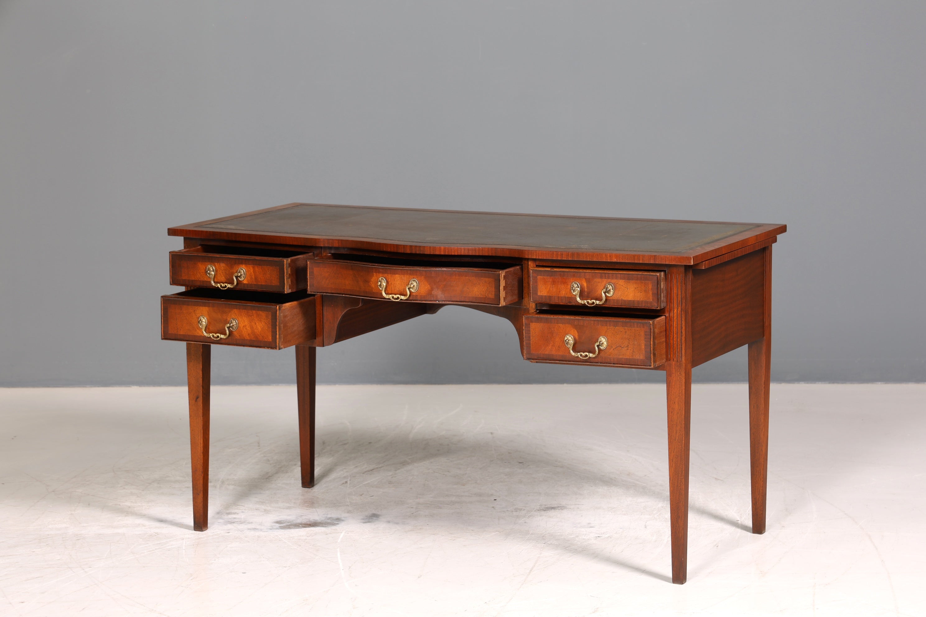 Wunderschöner Englischer Schreibtisch echt Lederauflage Bürotisch Antik Stil Office Desk