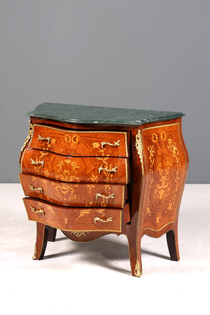 Stilvolle Bauchige Barock Kommode Messing Marmor Louis XV Sideboard Antik Stil