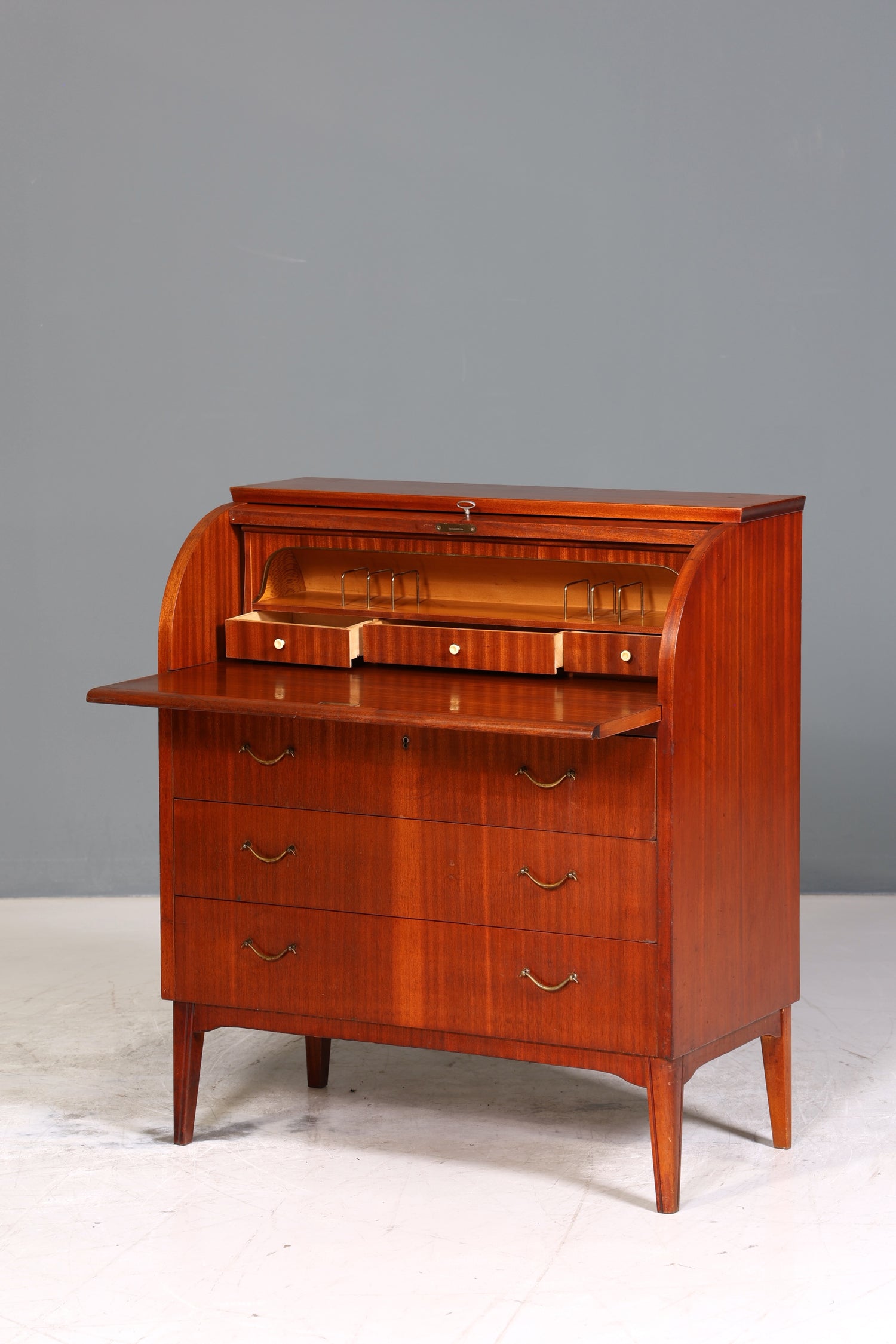 Traumhafter Mid Century Rollladen Sekretär Danish Design echt Holz Rollladen Kommode