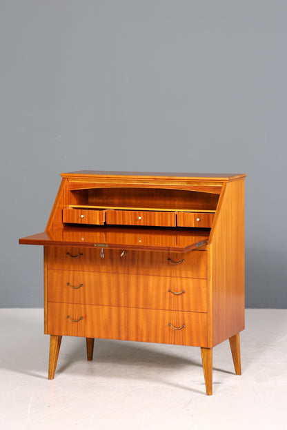 Schlichter Mid Century Sekretär Vintage Schreibmöbel echt Holz Kommode Office Secretary