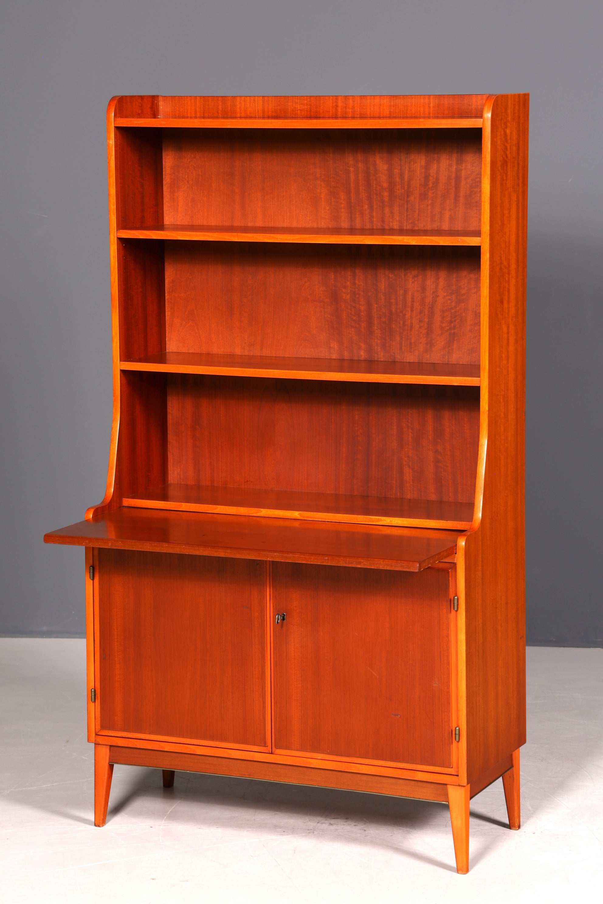 Wunderschöner Mid Century Schrank Bücherregal Vintage Sekretär Highboard Holz Regal
