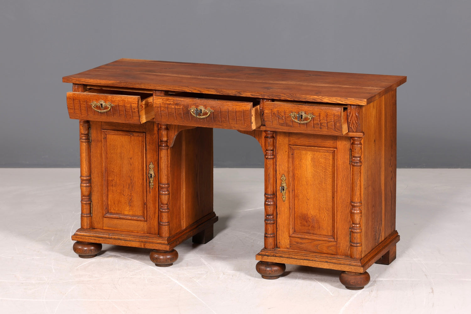 Traumhafter Gründerzeit Schreibtisch Jugendstil Bürotisch echt Holz Antik Office Desk