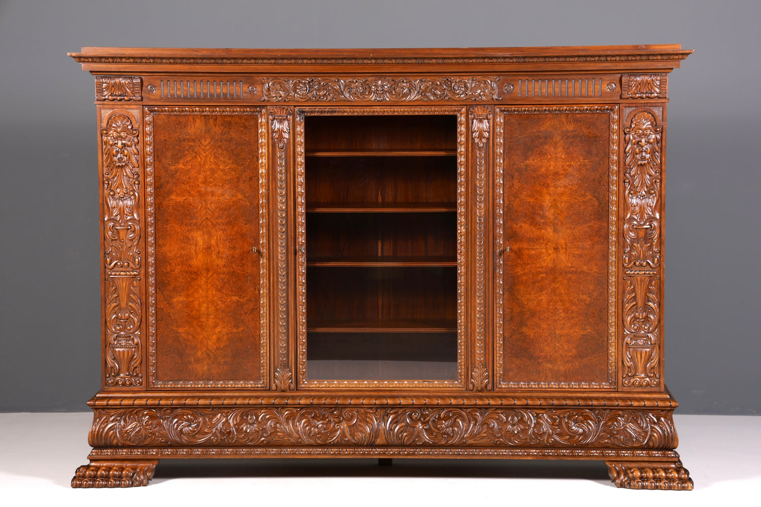 Wunderschöner Neorenaissance Bücherschrank Antik Vitrine Herrenzimmer Gründerzeit Buffet Schrank Regal Kanzlei