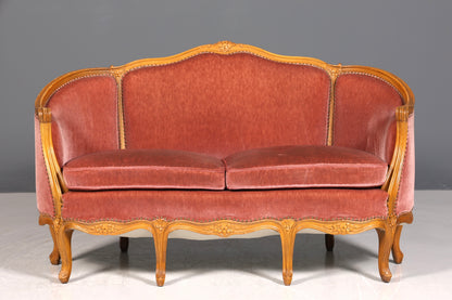 Wunderschönes Chippendale Sofa Barock Stil Couch Samt Stoff 2 Sitzer Canapé