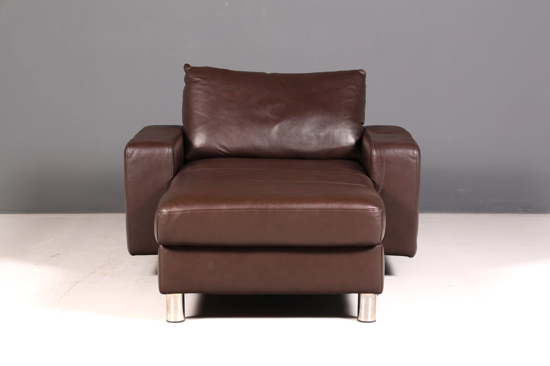 Beautiful Stressless E200 Recamier genuine leather brown chaise longue ottoman leather sofa vintage recliner