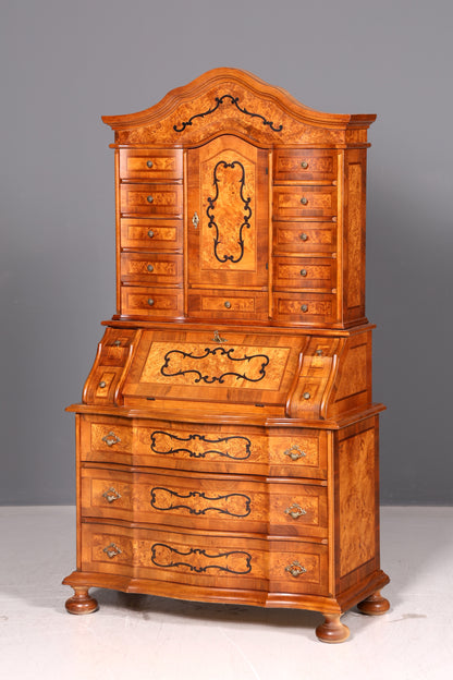 Beeindruckender Barock Aufsatzsekretär Nussbaum Sekretär Schreibschrank Tabernakel Massivholz Vintage