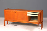 Schlichtes Mid Century Sideboard Vintage TV Kommode 60s Schrank Retro Teak Holz Longboard