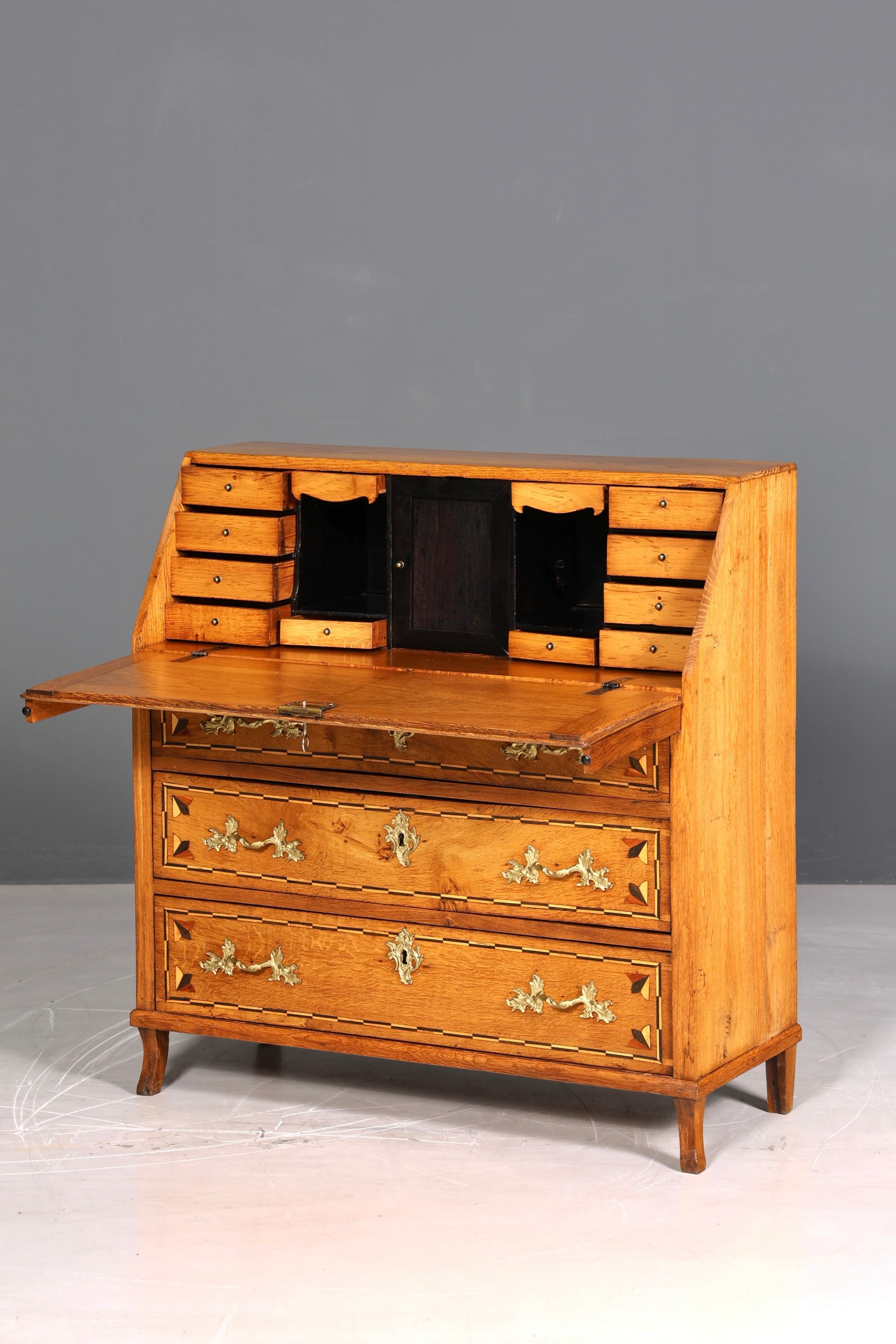 Original Barock Sekretär um 1800 Kommode Antik massiv Holz Schreibtisch Schreibkommode