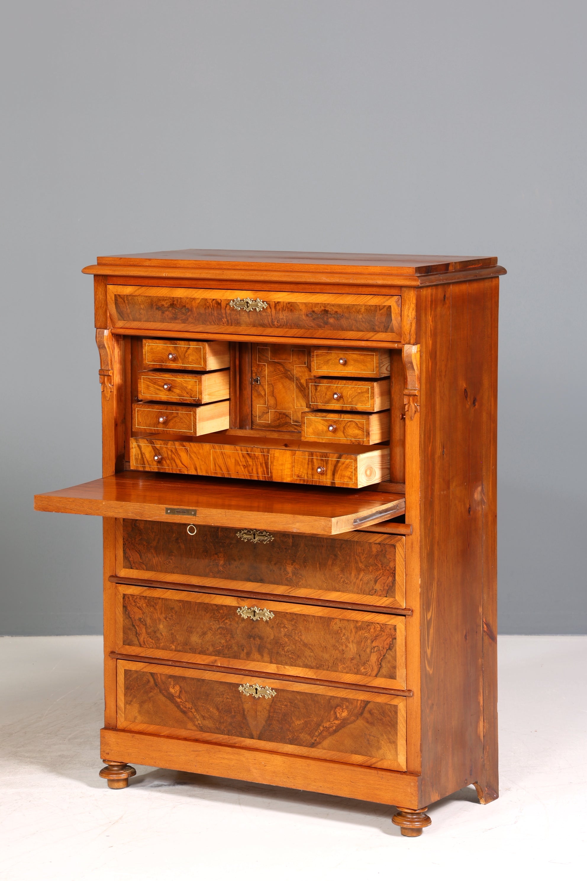 Stilvoller Gründerzeit Sekretär Vertiko Highboard Jugendstil Kommode Schrank um 1880