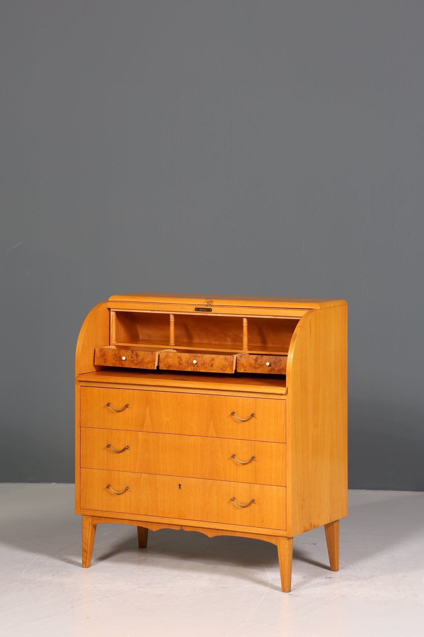 Stilvoller Mid Century Rollladen Sekretär Danish Design echt Holz Rollladen Kommode