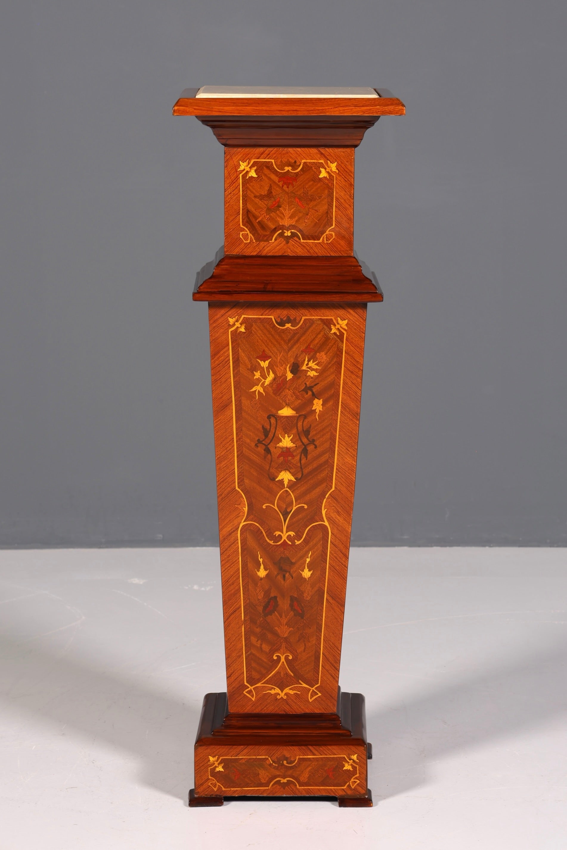 Stylish Baroque style column, Louis XV flower column, natural stone inlays, marble shelf, table