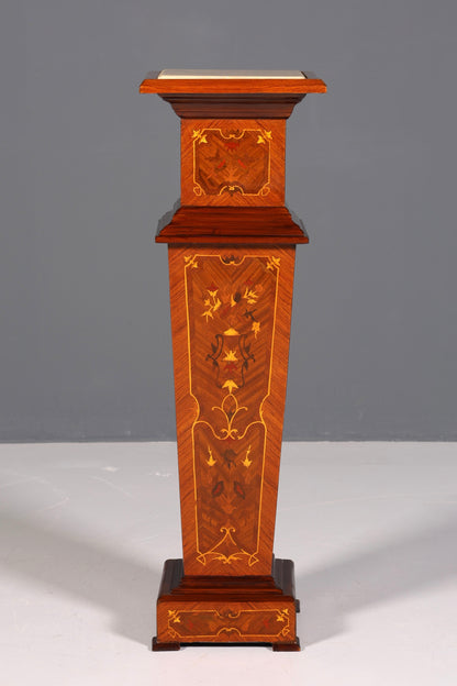 Stylish Baroque style column, Louis XV flower column, natural stone inlays, marble shelf, table
