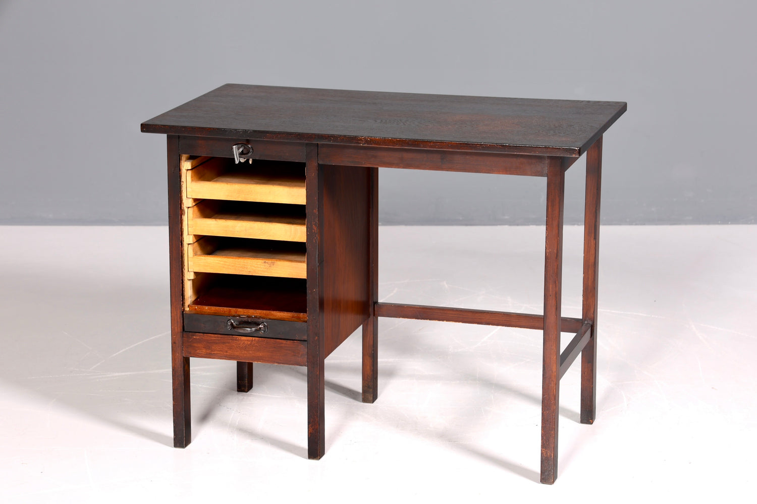 Stilvoller Bauhaus Rollladen Schreibtisch Mid Century echt Holz Bürotisch Office Table