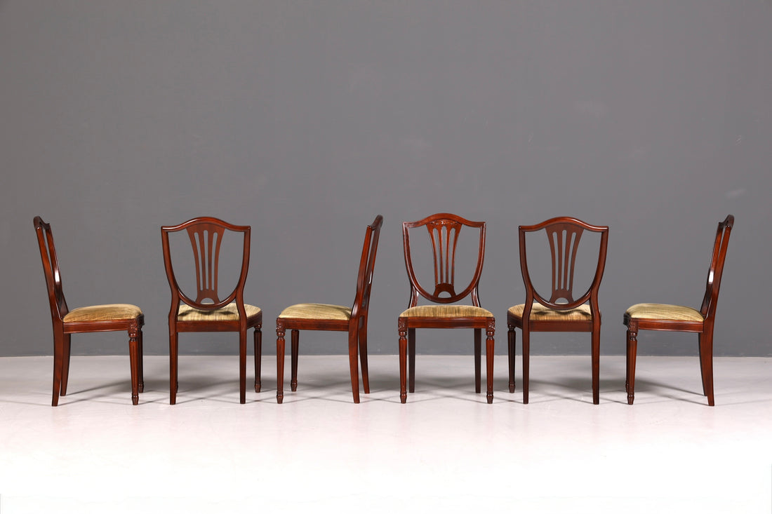 6x Traumhafte Stühle im Gustavianischen Stil Englisch Küchenstühle Antik Stuhl Set Esszimmer