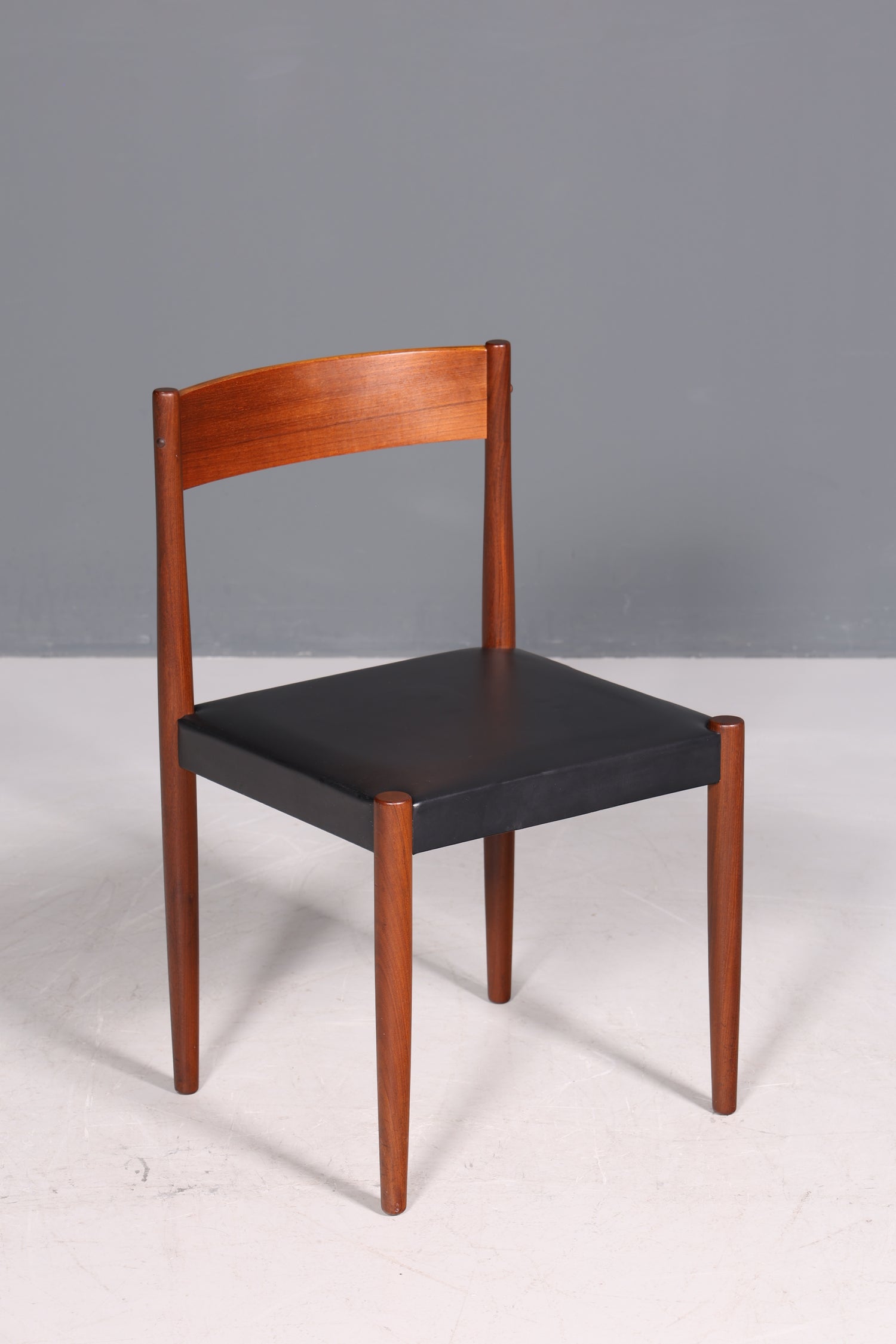 Schlichter Mid Century Stuhl Palisander Retro Sekretär Stuhl echt Leder Danish Design Küchenstuhl 1 von 2