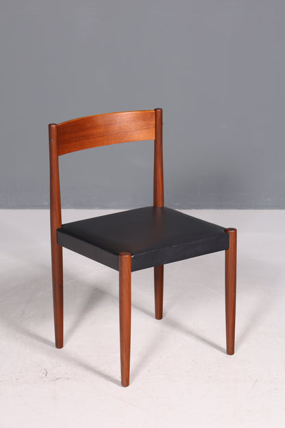 Schlichter Mid Century Stuhl Palisander Retro Sekretär Stuhl echt Leder Danish Design Küchenstuhl 1 von 2