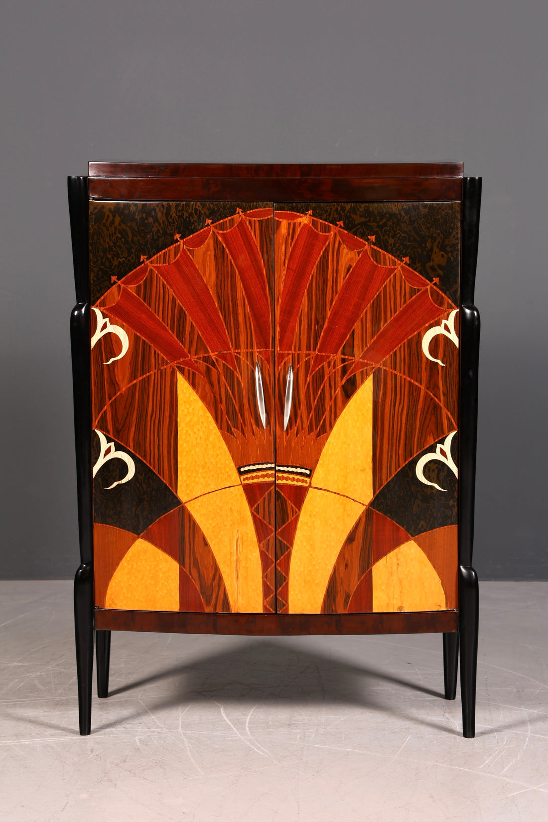 Wunderschönes Art Deco Design Highboard Schrank Kommode Vertiko Sun Cabinet Wäscheschrank