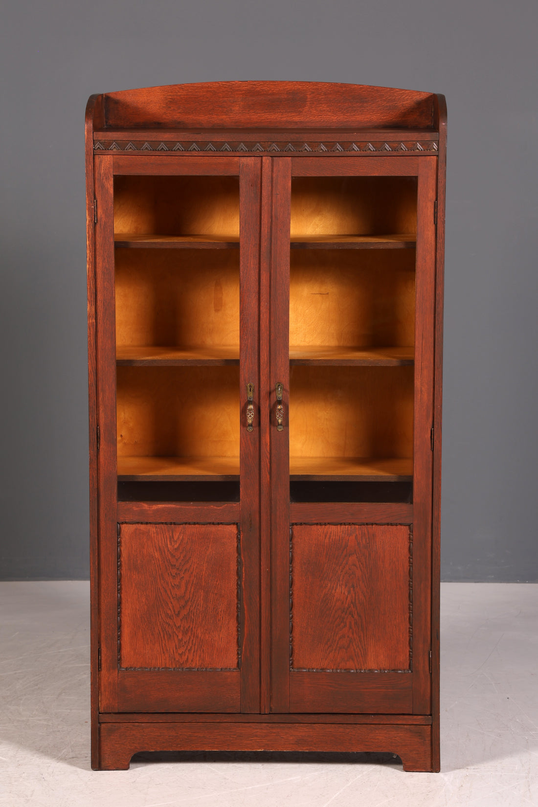 G045 Finish Traumhafte Jugendstil Vitrine Antike Holz Bücherschrank Eiche Antik Schrank Geschirrschrank