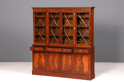 Wunderschöne Englische Vitrine Mahagoni Bibliothek Bücherschrank Buffet Schrank Antik Glasvitrine Vintage