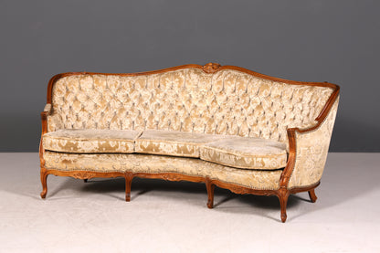 Wunderschönes Chippendale Sofa Barock Stil Couch Samt Stoff 3 Sitzer Canapé