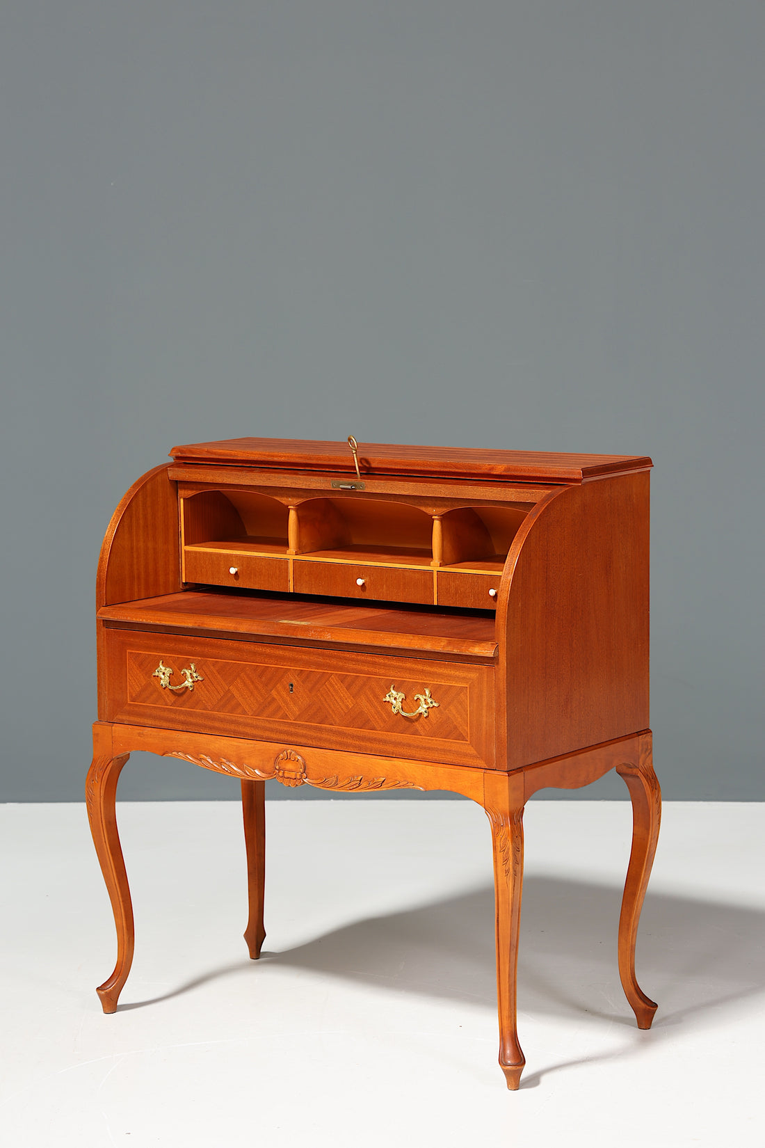 Stilvoller Schwedischer Rolladen Sekretär echt Holz Büro Kommode skandinavisches Design