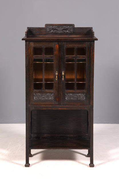 G217 Finish cm Traumhafte Jugendstil Vitrine Antike Holz Bücherschrank Eiche Antik Schrank Geschirrschrank (Kopie)