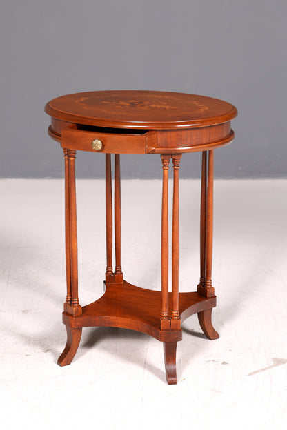 Wunderschöner Italienischer Sorrento Beistelltisch Étagère 1940er Nussbaum Wurzelholz Intarsien Antik Vintage Telefontisch