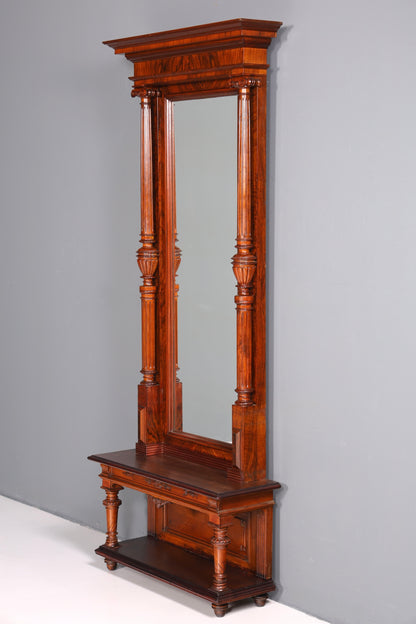 Beautiful Gründerzeit console table with mirror top and shelf, circa 1880, antique hallway mirror, Trimeau