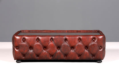 Traumhafter Chesterfield Tisch Englischer Couchtisch echt Leder Englisch Oxblood Lounge Table