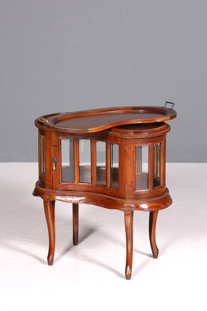 Wunderschöner filigraner Chippendale Barschrank echt Holz Teeschrank im Jugendstil Vitrine