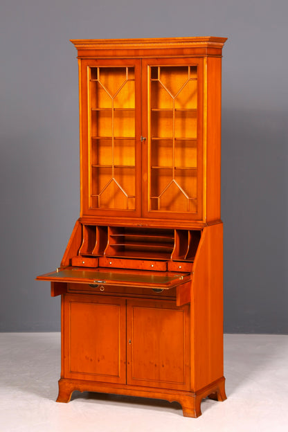 G581 Finish Stilvoller Englischer Sekretär Original Heldense Büro Aufsatzsekretär Eibe Antik 60S Vitrinen Schrank UK (Kopie)