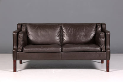 Wunderschönes Designer Børge Mogensen Sofa 2 Sitzer echt Leder Couch Modell 2213 Made in Denmark Canapé