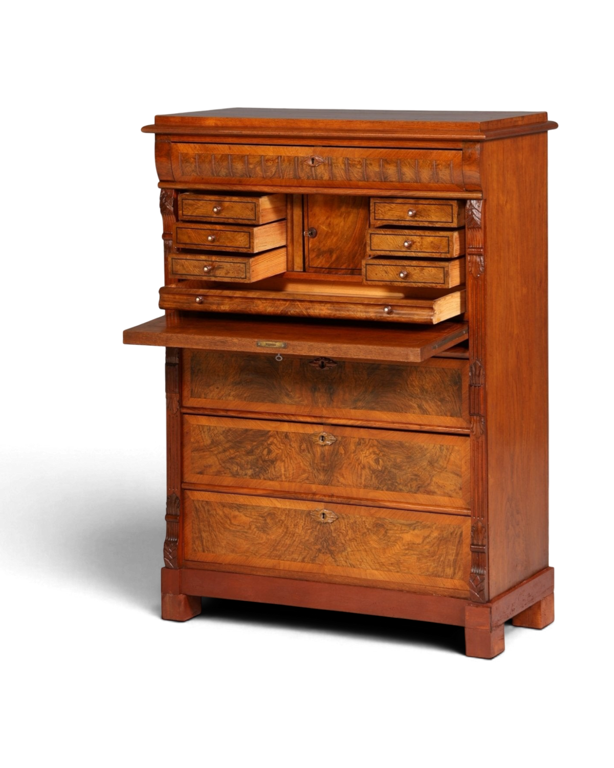 Stilvoller Gründerzeit Sekretär Vertiko Highboard Jugendstil Kommode Schrank um 1880