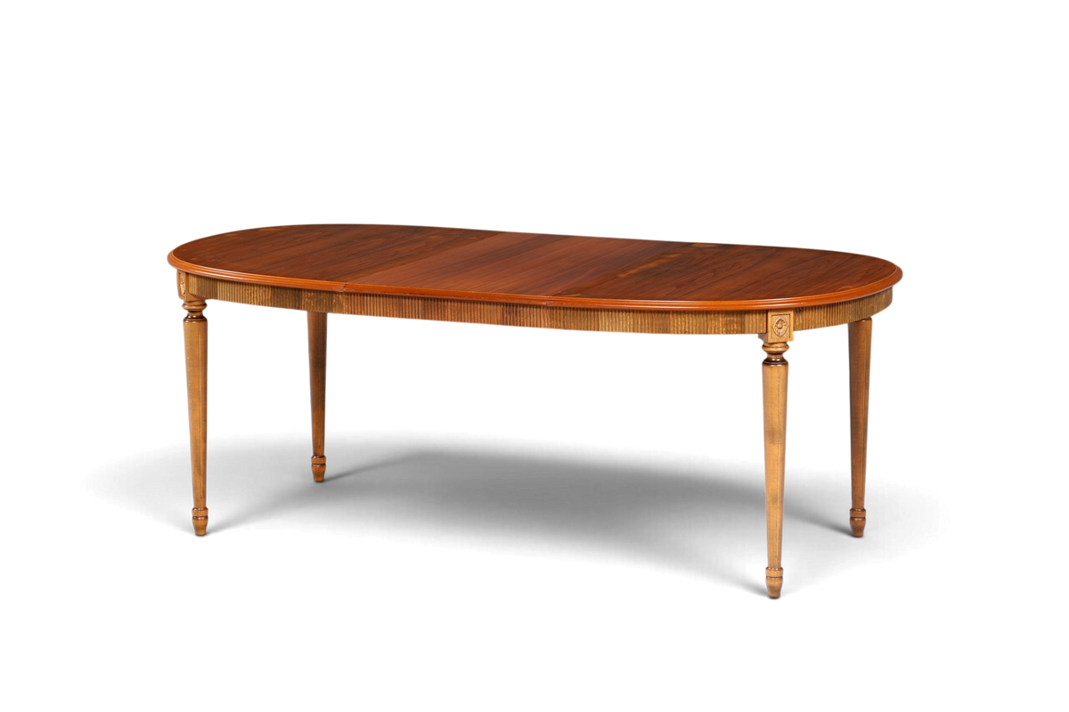 Hauptstadt Möblerei ausziehbarer Esstisch aus Holz im eleganten gustavianischen Stil mit ovaler Platte