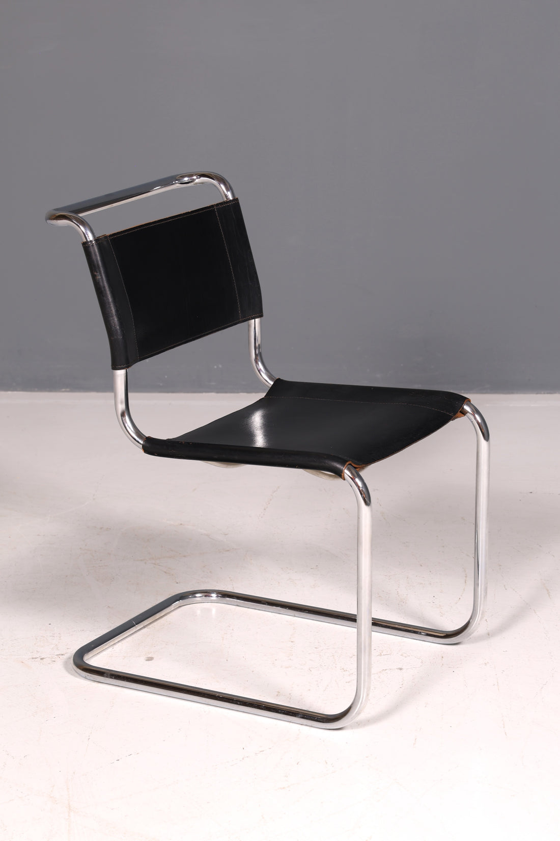 Elegant Original Thonet Cantilever Chair Chrome Leather Black Bauhaus Design Classic Cantilever Chair Dining Room Chair Vintage 2 of 2
